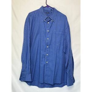 Gitman Bros Men’s XXL Blue Green Check Long Sleeve Button Front Dress Shirt USA